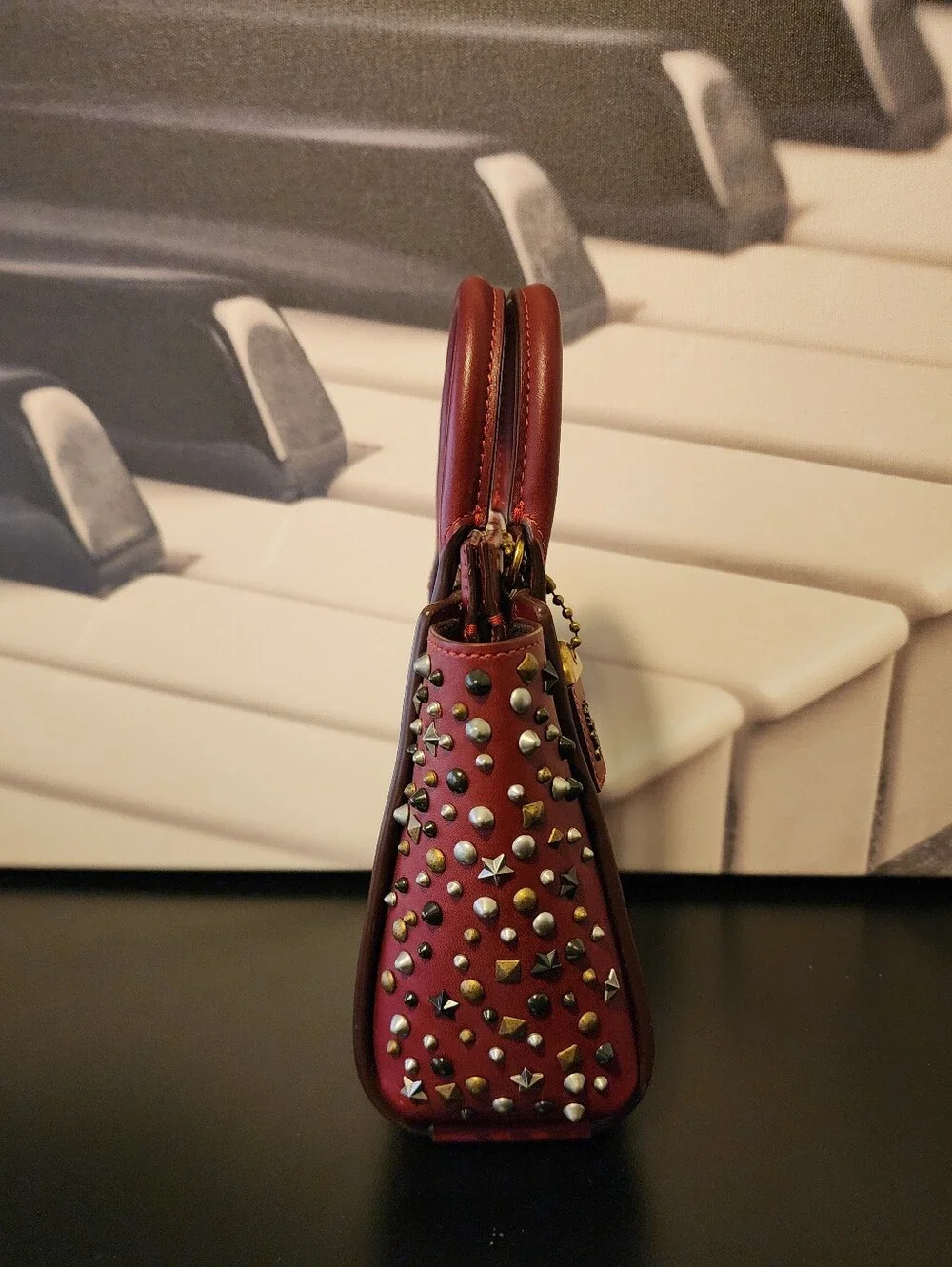 GUC 1941 COACH Create Troupe Tote 16 In Deep Red With Rivets, Unique 1 Of A Kind